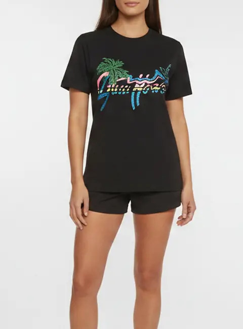 Gucci Black Hawaii Graphic Jersey Crewneck T-Shirt XXS
