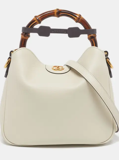 Gucci Bamboo Diana Small Off White Leather Hobo