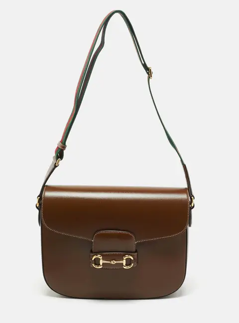 Gucci Horsebit 1955 Brown Leather Shoulder Bags