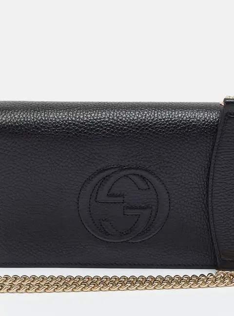 Gucci Soho Black Leather Wallet On Chain