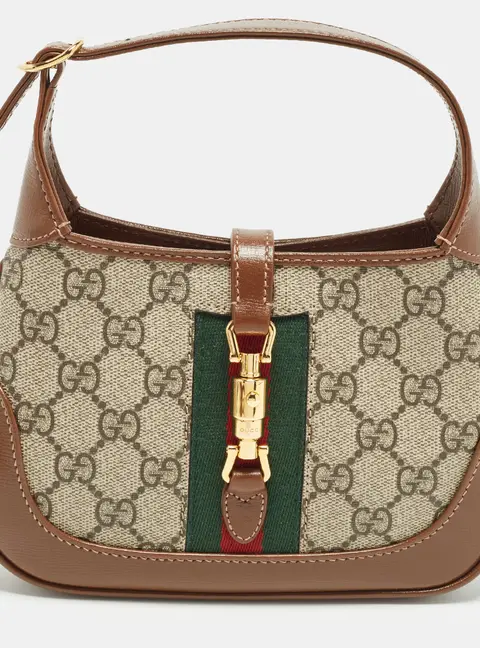 Gucci 1961 Jackie Mini Brown/Beige GG Supreme Canvas and Leather Hobo