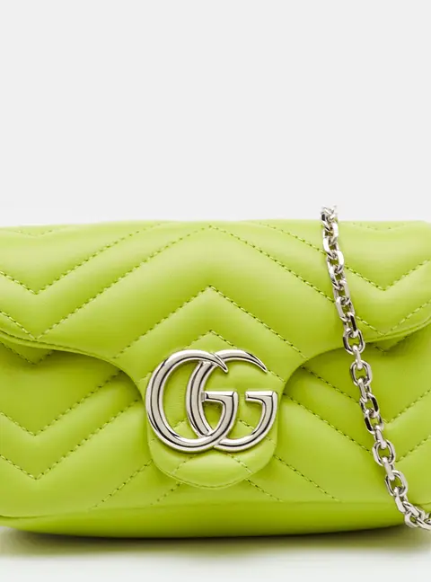 Gucci GG Marmont Mini Green Matelass&eacute; Leather Shoulder Bag