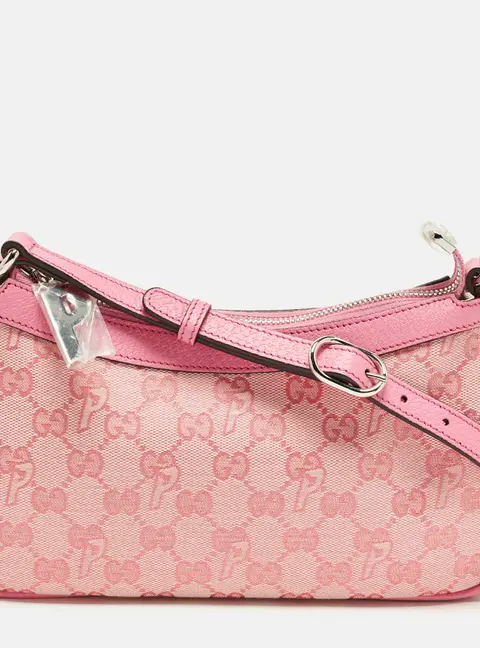 Gucci x Palace Half Moon Mini Pink GG-P Canvas Shoulder Bag