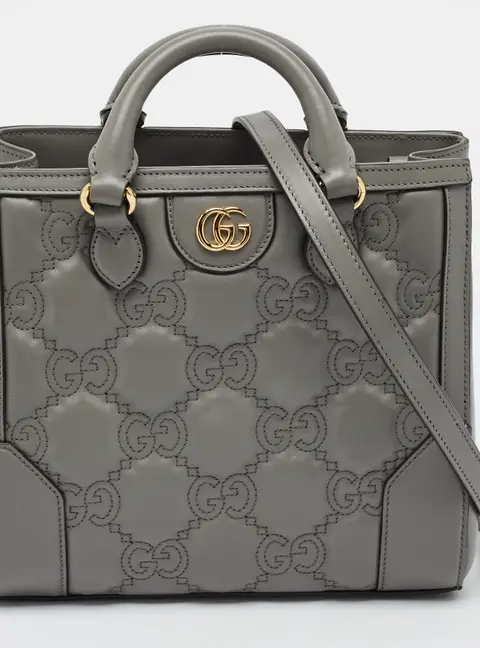 Gucci Mini Grey GG Matelass&egrave; Leather Tote