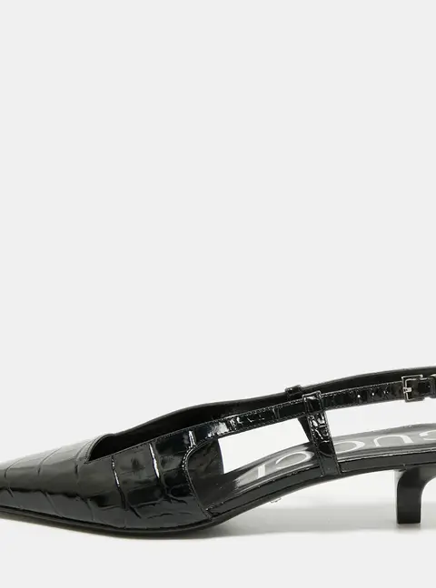 Gucci Size 38 Black Croc Embossed Leather Slingback Pumps