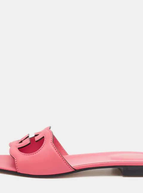 Gucci Interlocking G Size 41.5 Pink Leather Flat Slide