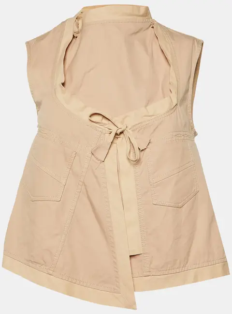 Gucci Beige Cotton Sleeveless Wrap Top S