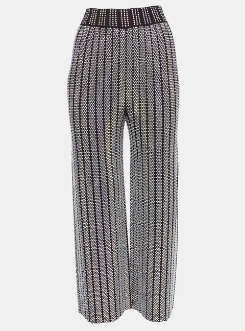 Gucci Black Stretch Knit Rhinestones Detail Pants S