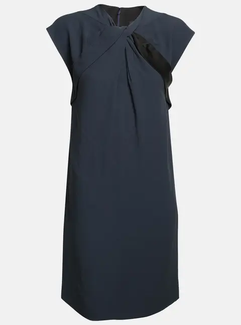 Gucci Navy Blue Crepe Twist Detail Sleeveless Mini Dress S