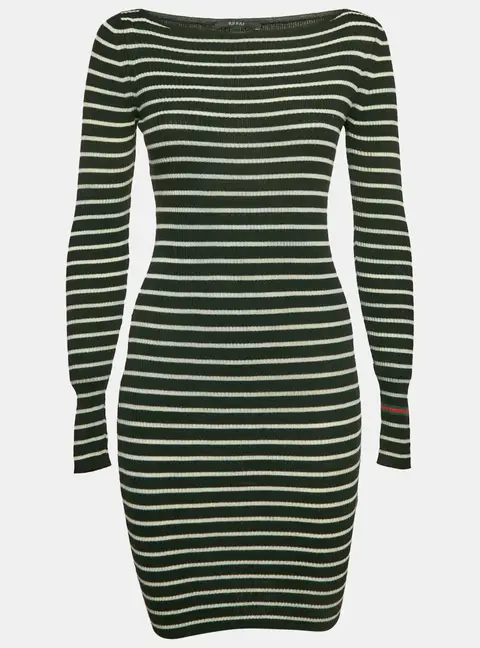 Gucci Black Striped Wool Bodycon Dress M