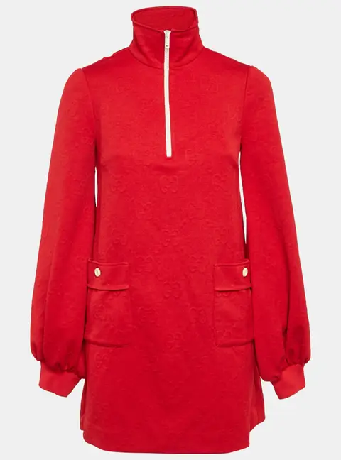 Gucci Red GG Monogram Jersey Mini Dress XS