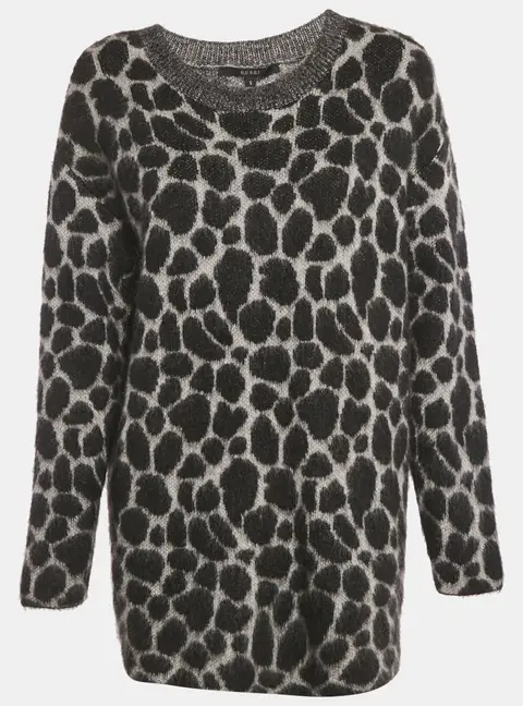 Gucci Grey Animal Patterned Mohair Sweater S
