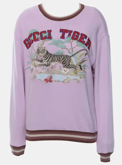 Gucci Pink Tiger Embroidered Sweater XXS