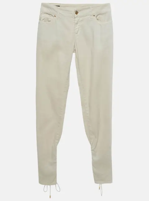Gucci Beige Linen Blend Lace-Up Hem Skinny Jeans S Waist 29"