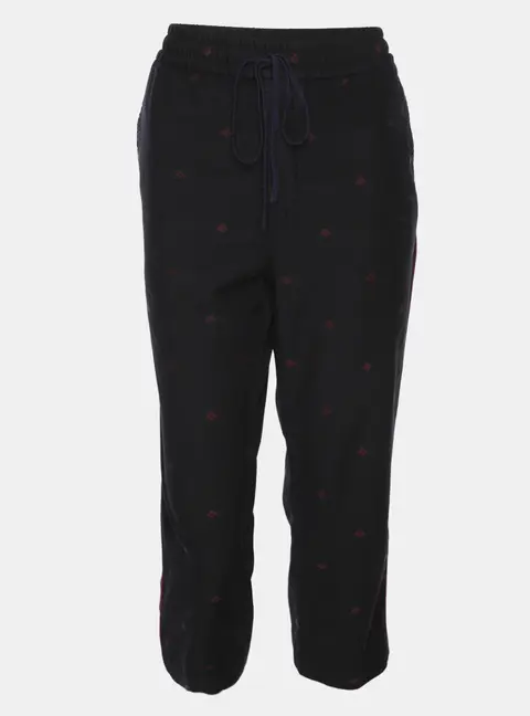 Gucci Black Wool Contrast Trim & Bees Detailed Gabardine Pants M
