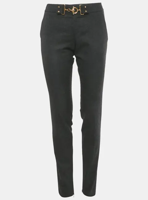 Gucci Grey Wool Waist Detail Trousers M