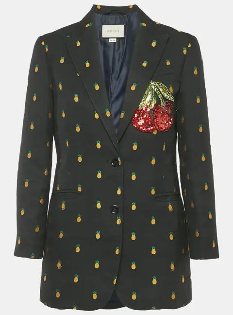 Gucci Black Pineapple Jacquard Gabardine Blazer S