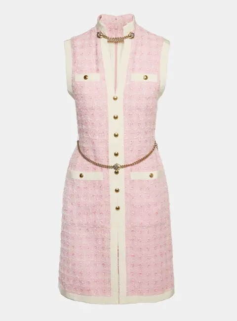 Gucci Pink Tweed Sleeveless Sheath Dress S