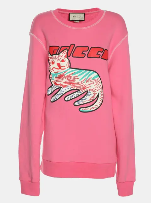 Gucci Pink Knit Printed Sweatshirt M