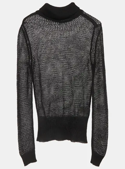 Gucci Black Mohair Knit Sheer Mock Neck Sweater S