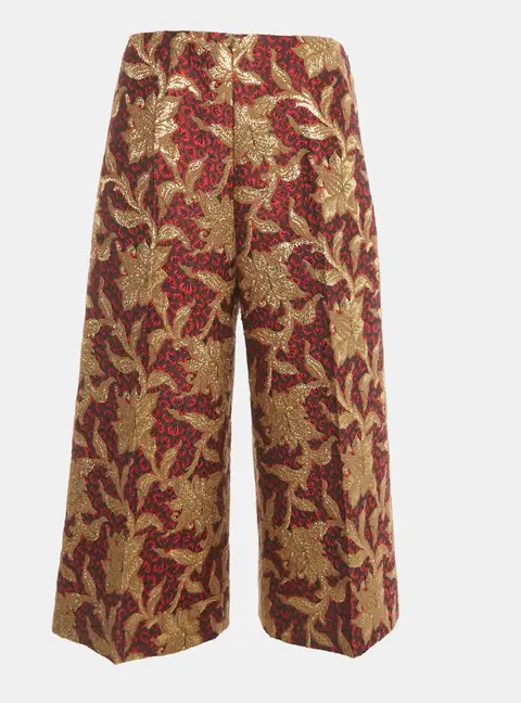 Gucci Red /Gold Floral Jacquard Culottes M
