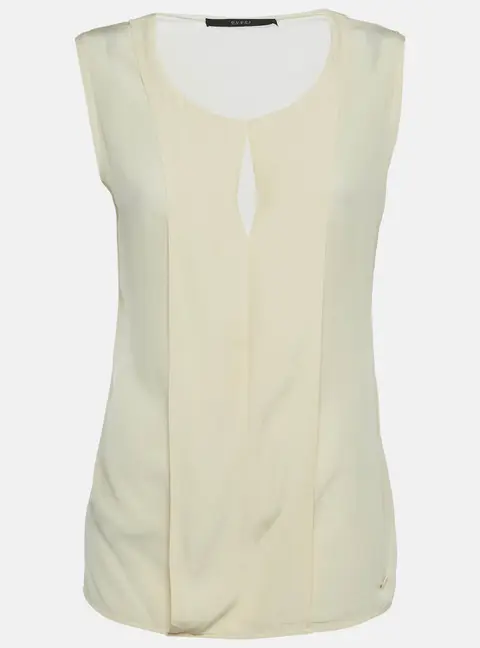 Gucci Cream Crepe and Knit Sleeveless Top M