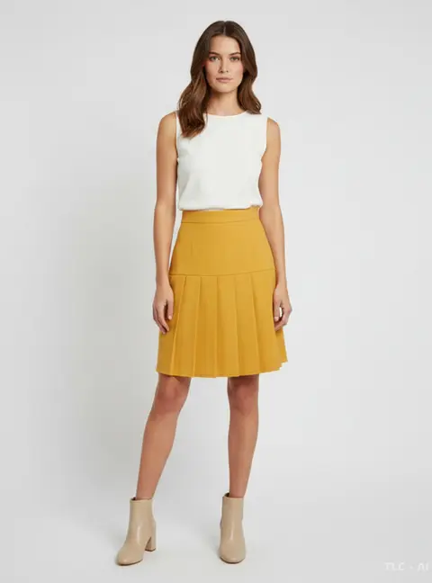 Gucci Yellow Silk and Wool Blend Pleated Mini Skirt M
