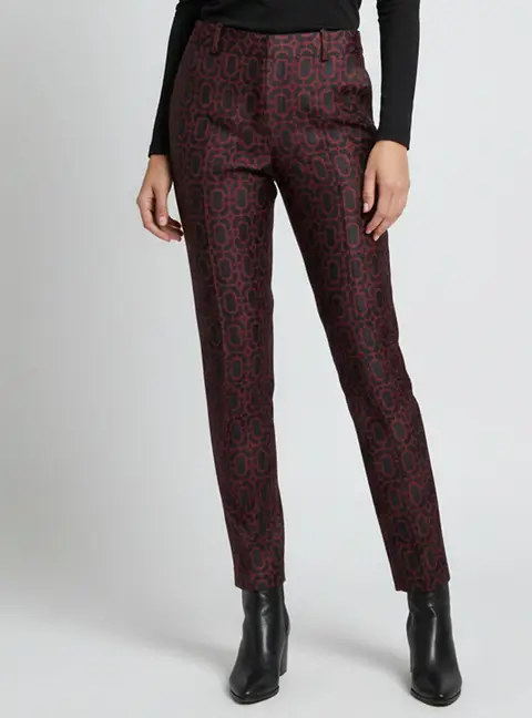 Gucci Black/Red Geometric Jacquard Wool Tapered Pants M