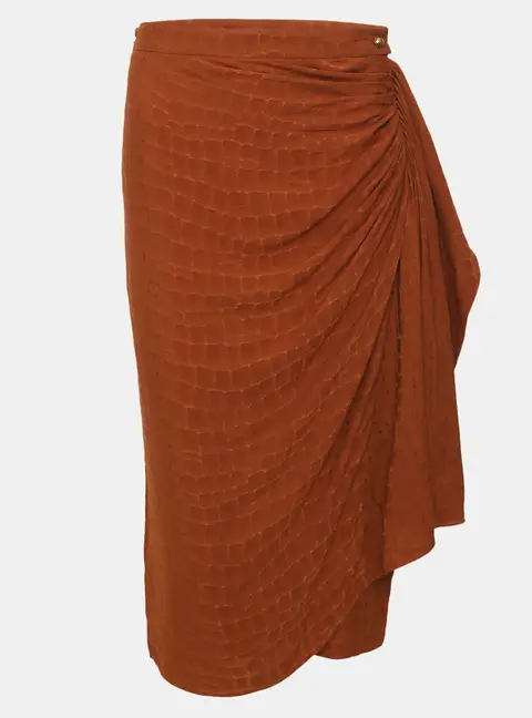 Gucci Burn Orange Silk Draped Wrap Skirt S
