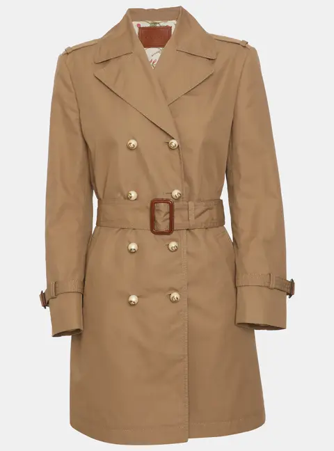 Gucci Beige Gabardine Button Detail Belted Coat S