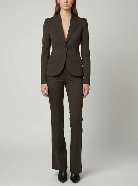 Gucci Brown Pinstripe Wool Blend Tailored Suit S