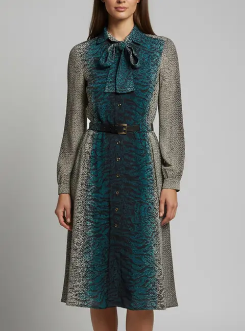 Gucci Multicolour Animal Print Silk Belted Midi Dress S