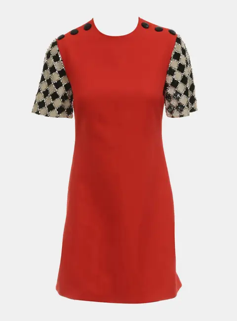 Gucci Embellished-Sleeve Dress XS