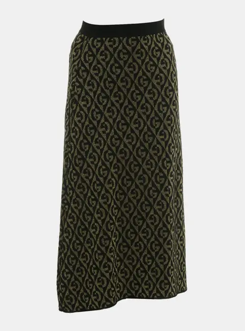 Gucci GG Rhombus Lam&eacute; Wool Jacquard Skirt XS
