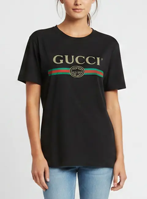 Gucci Black Vintage Logo Print Jersey Distressed T-Shirt XS