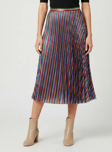 Gucci Multicolor Metallic Plisse Lurex Maxi Skirt M