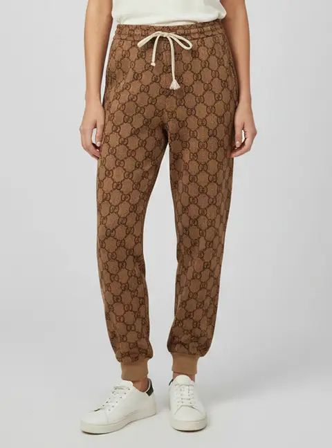 Gucci Brown GG Monogram Print Jersey Sweatpants M