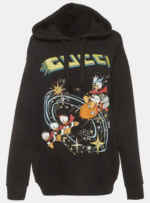 Gucci x Disney Black Jersey Donald Duck Flash Space Hoodie M