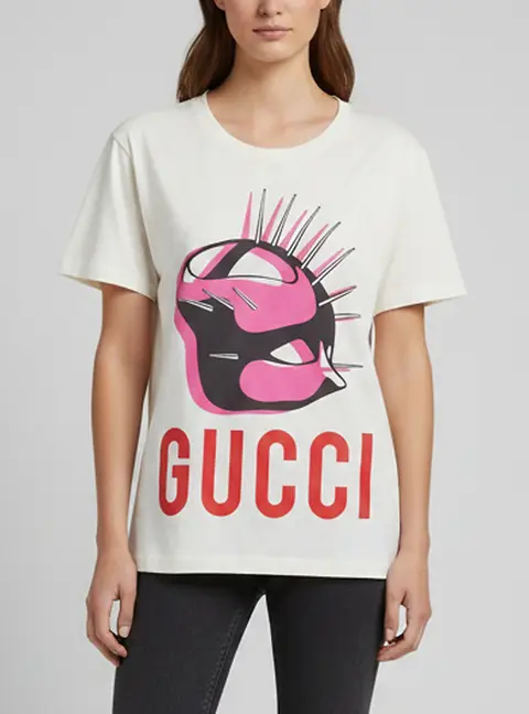 Gucci Cream Manifesto Logo Printed Jersey Crewneck T-Shirt XXS