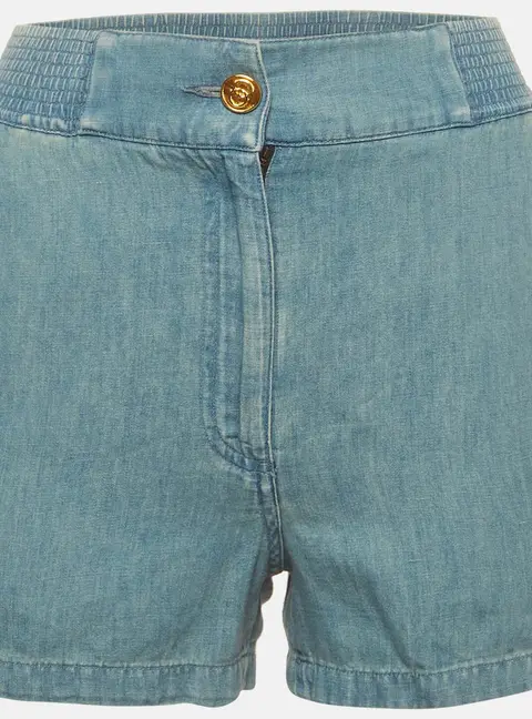 Gucci Light Blue Striped Chambray Regular Shorts XS