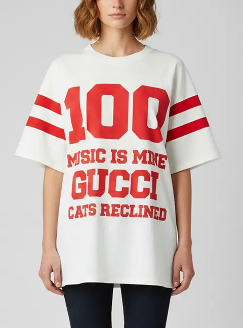 Gucci Off White Gucci 100 Slogan Print Cotton Oversized T-Shirt L