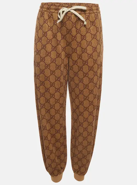 Gucci Brown GG Monogram Jersey Drawstring Trackpants S
