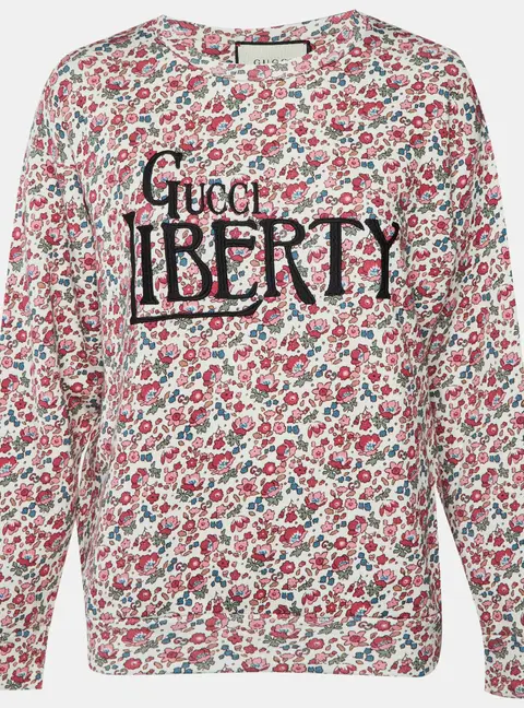 Gucci Multicolour Floral Print Embroidered Cotton Crewneck Sweatshirt XS