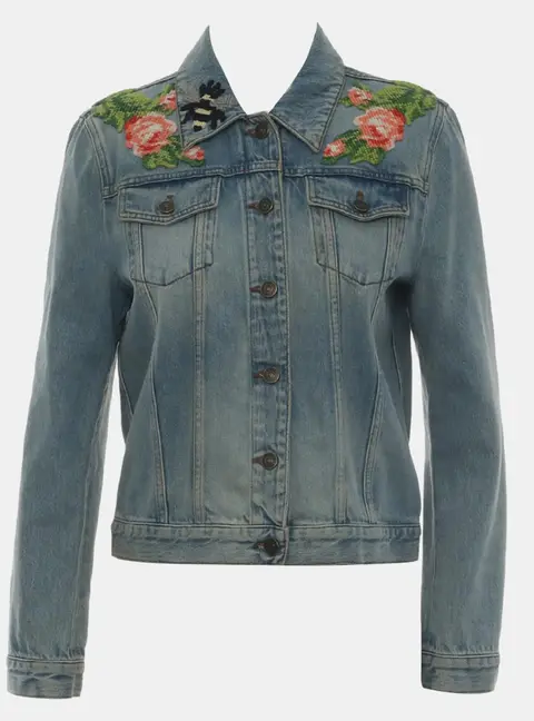 Gucci Blind For Love Embroidered Denim Jacket