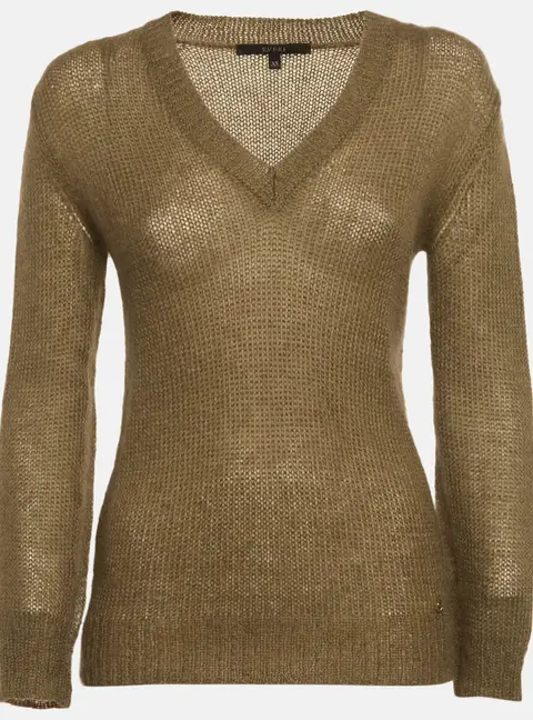 Gucci Olive Green Open Knit Mohair Sweater XS