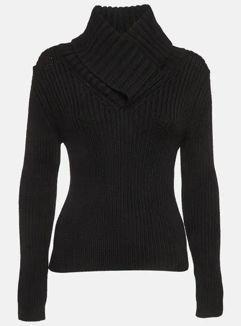 Gucci Black Rib Knit Turtle Neck Sweater M