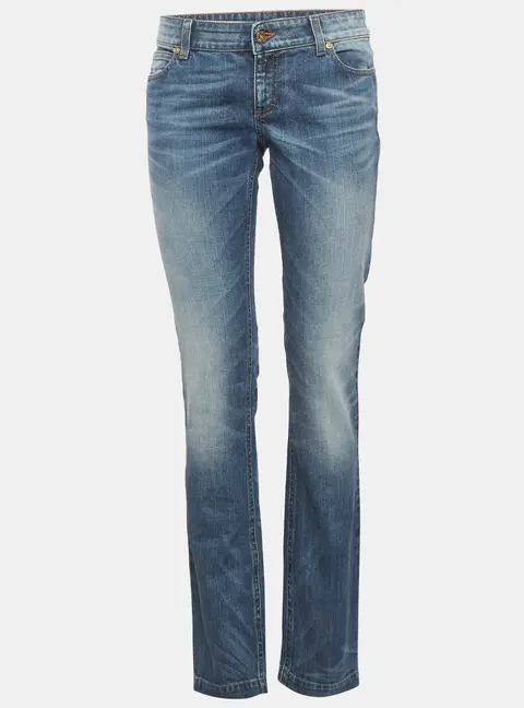 Gucci Blue Denim Straight Fit Leggings M/Waist 30"