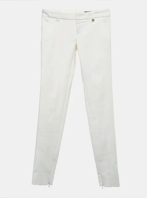 Gucci Off White Cotton Low Waist Trousers S