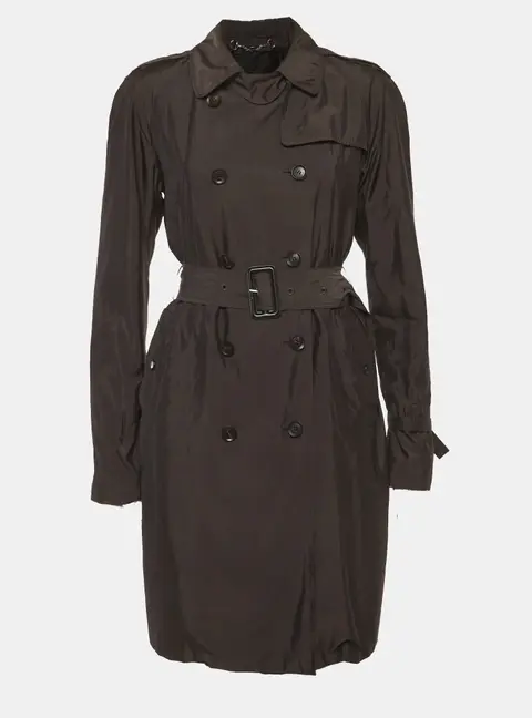 Gucci Black Synthetic Double Breasted Trench Coat M