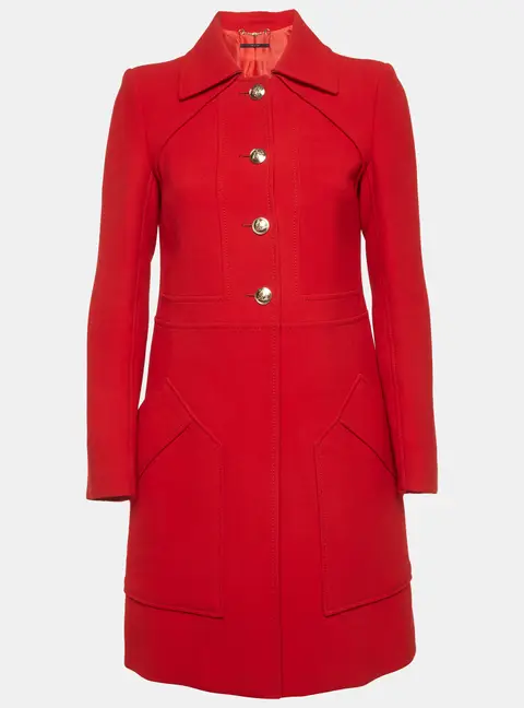 Gucci Red Wool Mid-Length Coat S